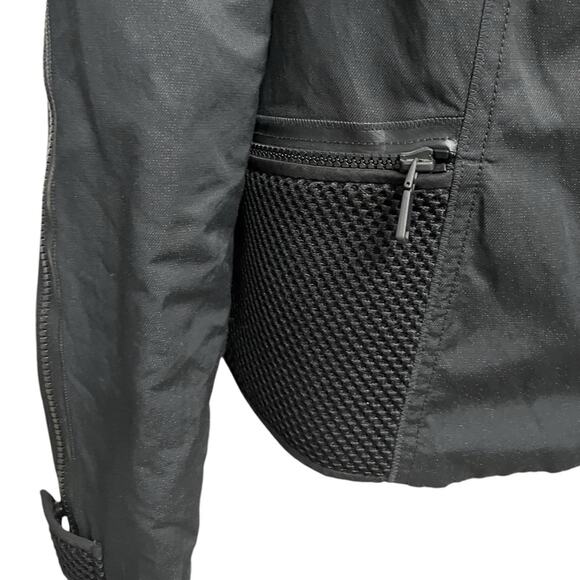 ELIE TAHARI Black Moto Asymmetric Zipper Jacket w/ Mesh Detail Women's Sz‎ Small - Picture 5 of 12